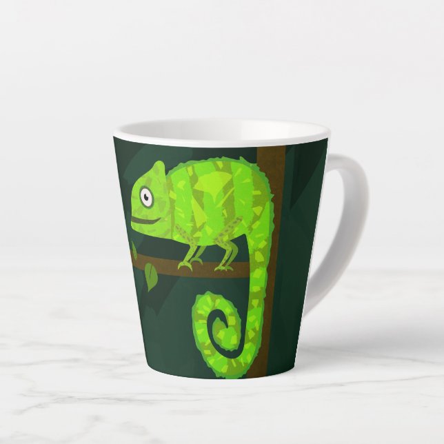 Grünes niedliches Chamäleon Milchtasse (Rechte Ecke)