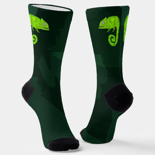 Grünes niedliches Chamäleon Socken (Gewinkelt)