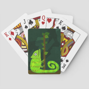 Grünes niedliches Chamäleon Spielkarten