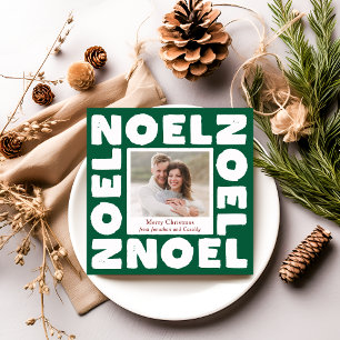 Grünes Noel zeitgenössische Typografie Foto Urlaub Karte