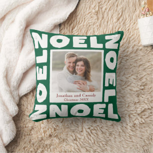 Grünes Noel zeitgenössische Typografie Foto Urlaub Kissen