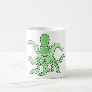Grünes Oktopus-Zeichen Quirky-Seemonster Kaffeetasse