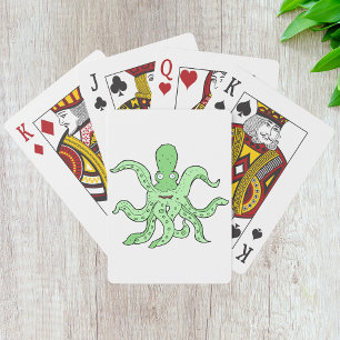 Grünes Oktopus-Zeichen Quirky-Seemonster Spielkarten