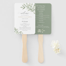 Grünes Olive Branch Babys Breath Wedding Programm Fächer
