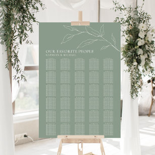 Grünes Olive Leaf Hochzeit 30 Tischsitze Poster