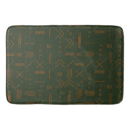 Grünes Orange Terracotta Geometrisches Muster Badematte