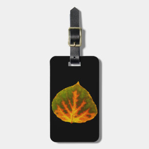 Grünes Orange und gelbes Aspen Leaf #1 Gepäckanhänger