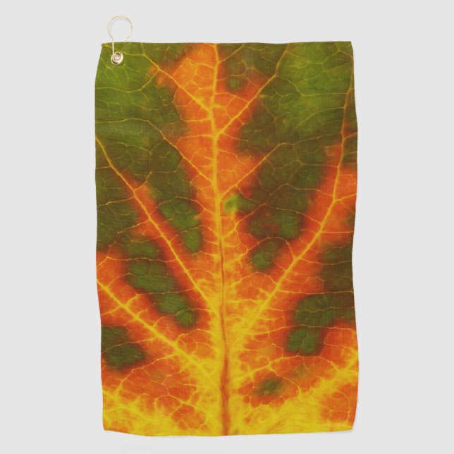 Grünes Orange und gelbes Aspen Leaf #1 Golfhandtuch (Vorderseite)