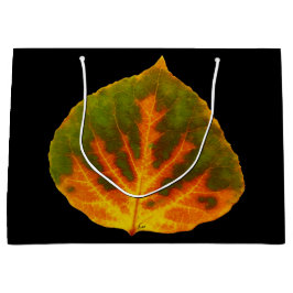 Grünes Orange und gelbes Aspen Leaf #1 Große Geschenktüte