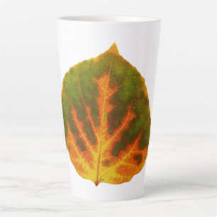 Grünes Orange und gelbes Aspen Leaf #1 Milchtasse
