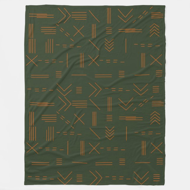 Grünes orangefarbenes Terracotta Gorgeous Geometri Fleecedecke (Vorderseite)