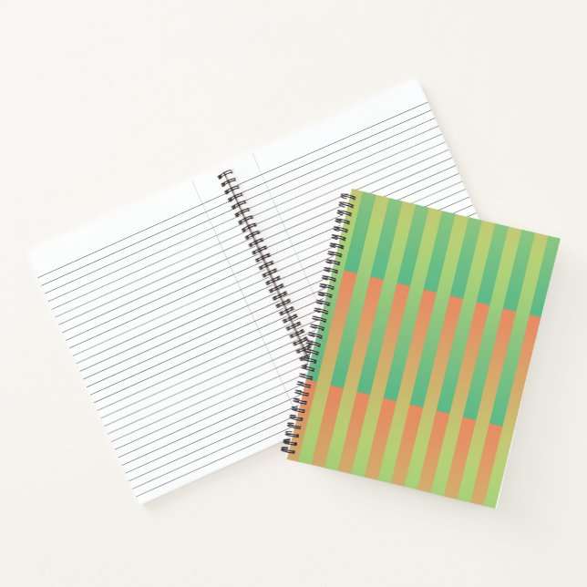 Grünes Orangenstreifen Notizbuch (Innenseite)