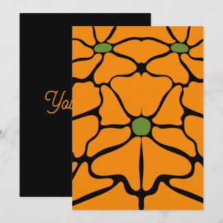Grünes & Oranges modernes abstraktes Floral Einladung