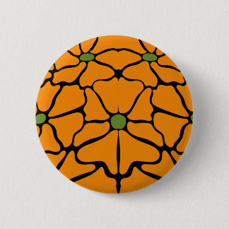 Grünes & Oranges Modernes Abstraktes Florales Button