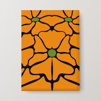 Grünes & Oranges Modernes Abstraktes Florales Button