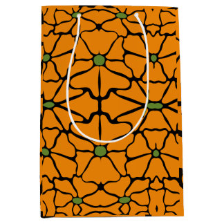Grünes & Oranges Modernes Abstraktes Florales Mittlere Geschenktüte
