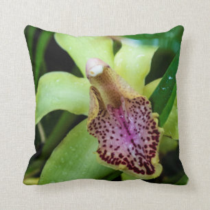 Grünes Orchideen-Wurfs-Kissen Kissen