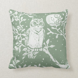 Grünes Owl Woodland Moon Nature Kissen Kissen