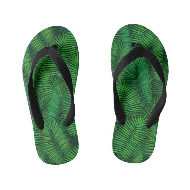 Grünes Palmblattmuster Kinderbadesandalen (Fußbett)