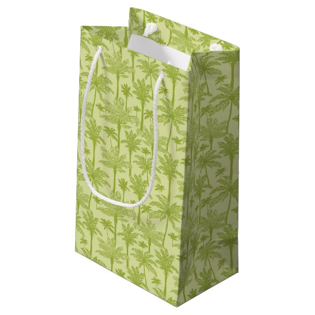 Grünes Palme-Muster Kleine Geschenktüte (Rückseite Schrägansicht)