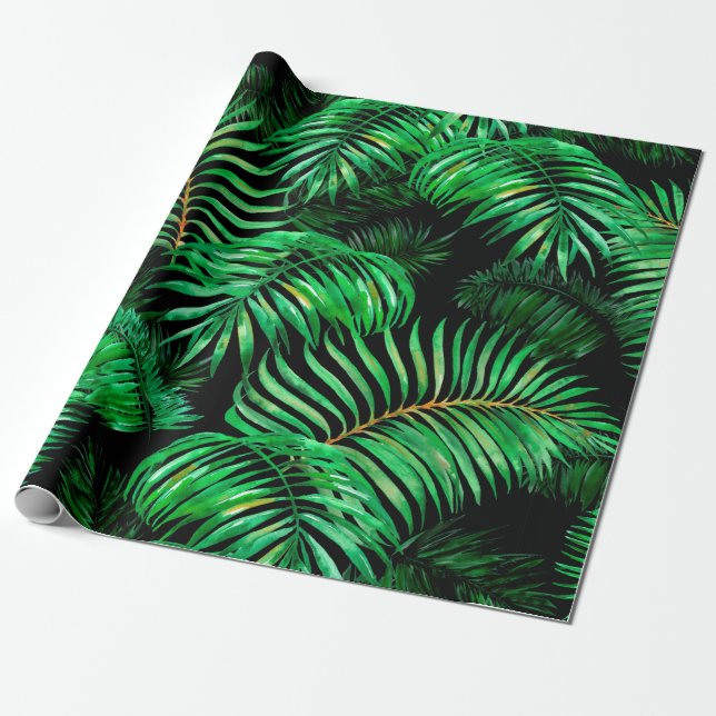 Grünes Palmenblätter-Muster Geschenkpapier (Ungerollt)