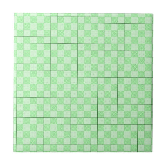 Grünes Patchwork-Muster Fliese (Vorderseite)