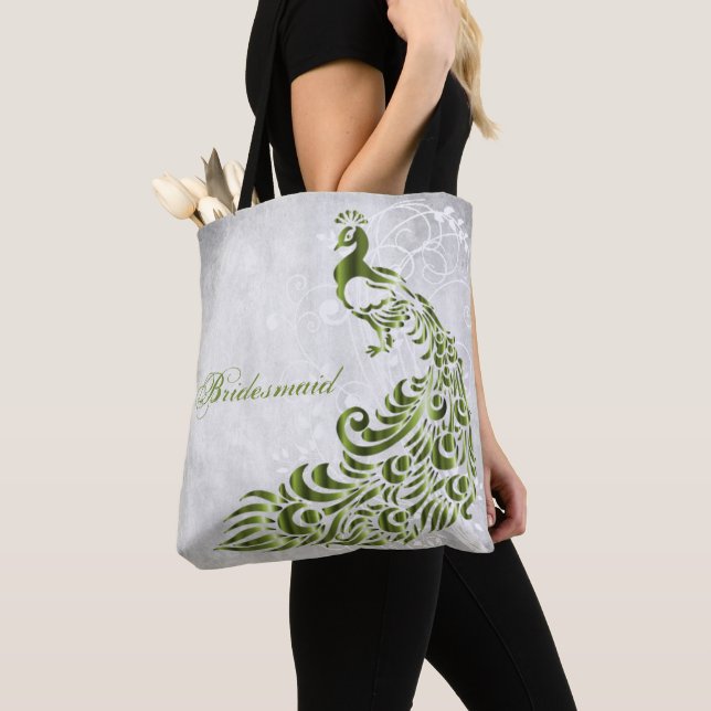 Grünes Pfauenleaf Tasche Bridesmaid (Von Nahem)