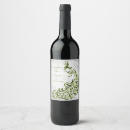 Grünes Pfauenleder Weinkeller Hochzeitweilig Wein  Weinetikett