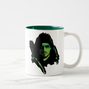 Grünes Pfeil-Grün-stilisierter Ausschnitt des Zweifarbige Tasse