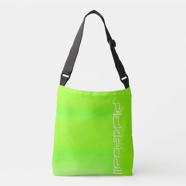 Grünes Pickleball Neonlogo Tragetaschen Mit Langen Trägern (Vorderseite)