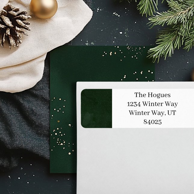 Grünes Pine Tree Happy (Green Polk a Dot Return Address Label )