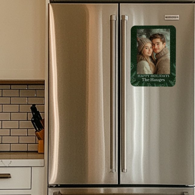 Grünes Pine Tree Happy Magnet (Green Photo Christmas Magnet)