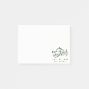 Grünes Pine Woods Mountain Sketch Klettern Camping Post-it Klebezettel