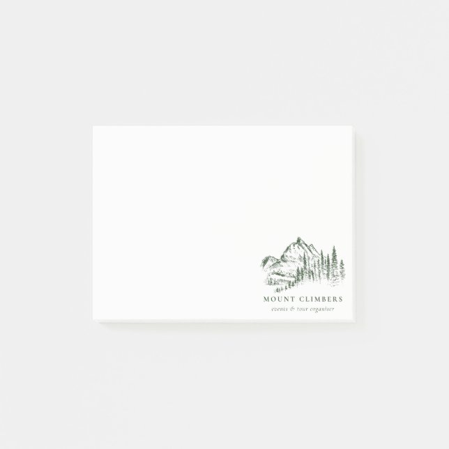 Grünes Pine Woods Mountain Sketch Klettern Camping Post-it Klebezettel (Vorderseite)