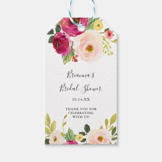 Grünes Pink Blush Brautparty Geschenkanhänger (Vorderseite)