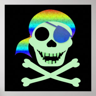 Grünes Piraten-Schädel-Plakat Poster