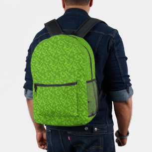 Grünes Pixelmuster Retro 8-Bit Gaming Bedruckter Rucksack