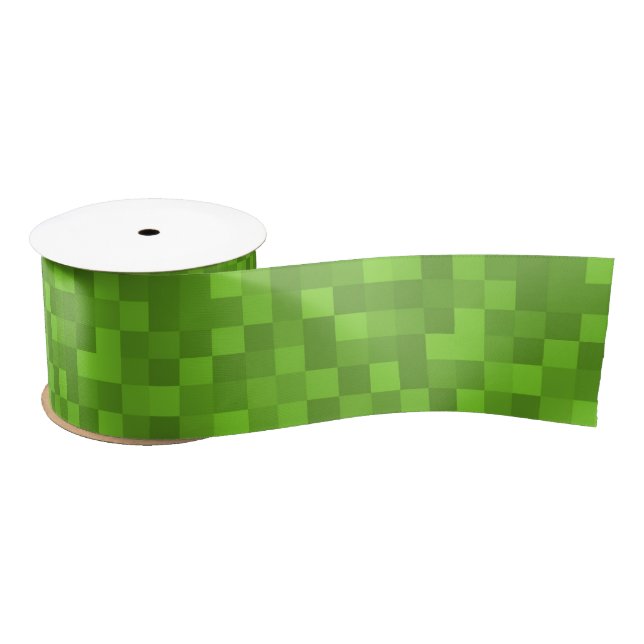 Grünes Pixelmuster Retro 8-Bit Gaming Satinband (Spule)