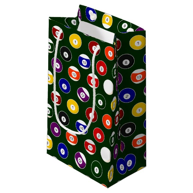 Grünes Pool-Ball-Billard-Muster Kleine Geschenktüte (Vorderseite Schrägansicht)