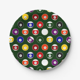 Grünes Pool-Ball-Billard-Muster Pappteller