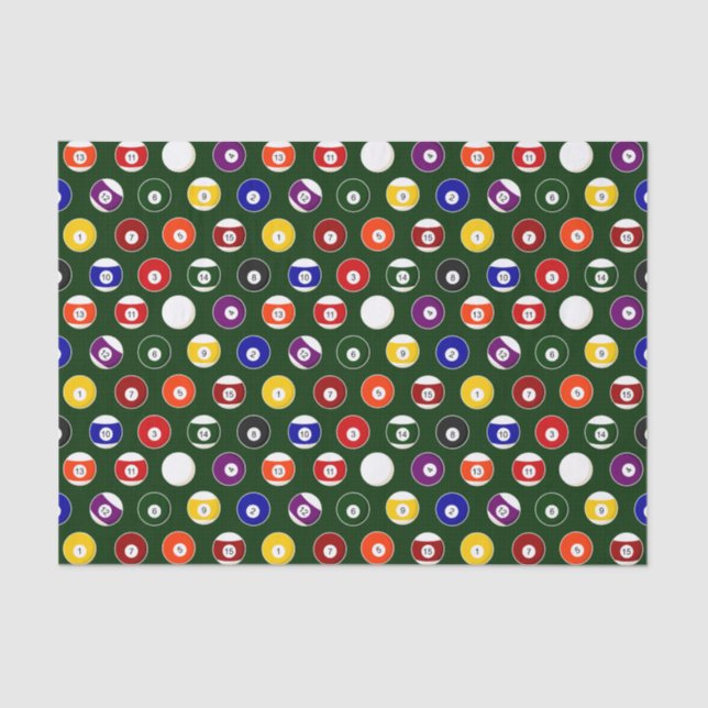Grünes Pool-Ball-Billard-Muster Seidenpapier (Vorderseite)