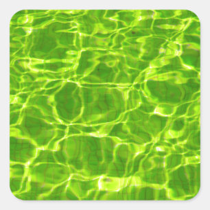 Grünes Pool-Wasser kopiert buntes Neonhelles Quadratischer Aufkleber