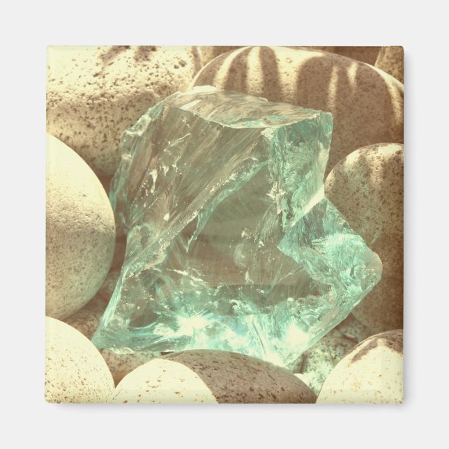 Grünes Quarz Naturstein Foto Magnet (Vorne)