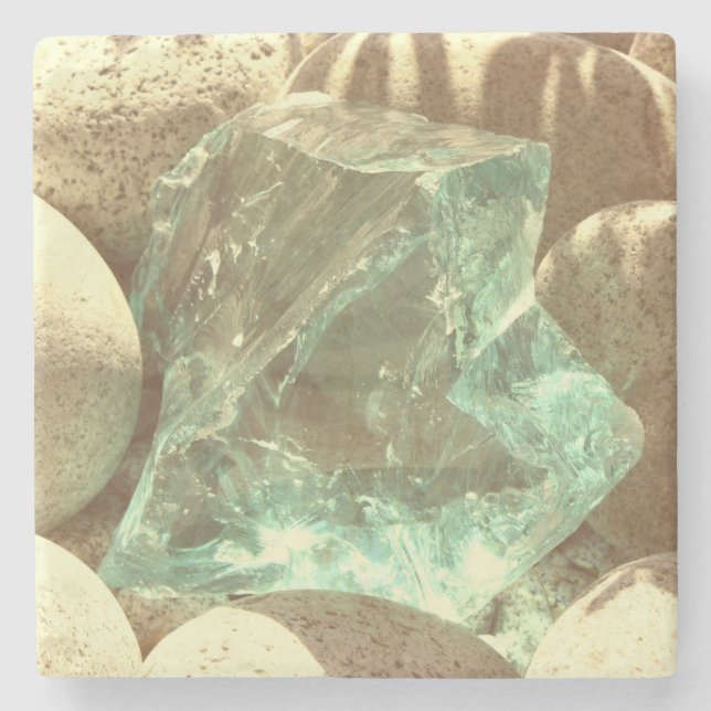 Grünes Quarzwerk Naturgestein Steinuntersetzer (Vorderseite)