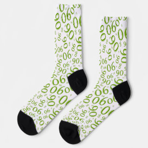 Grünes Random Nummernmuster des 90. Geburtstags 90 Socken