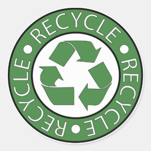 Grünes Recycling-Symbol, gehen Sie grün voran, Tag Runder Aufkleber