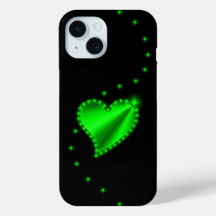 Grünes Regenbogenherz mit Sternen auf schwarz Case-Mate iPhone Hülle