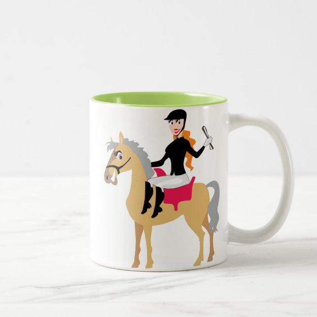 Grünes Reitermädchen Zweifarbige Tasse (Rechts)
