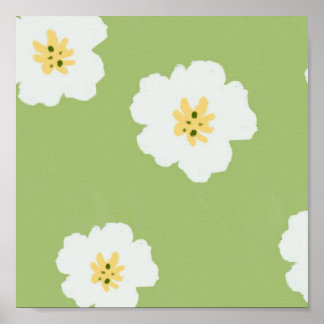 Grünes Retro Botanisches Wildblume Poster