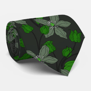 Grünes retro-ethnisches elegantes Blumen-Blumenmus Krawatte
